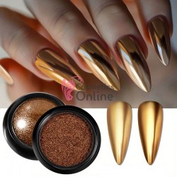Pigment Metalic Mirror Effect pentru Gel UV sau Acril, NADP014BB Amber + 2 aplicatoare